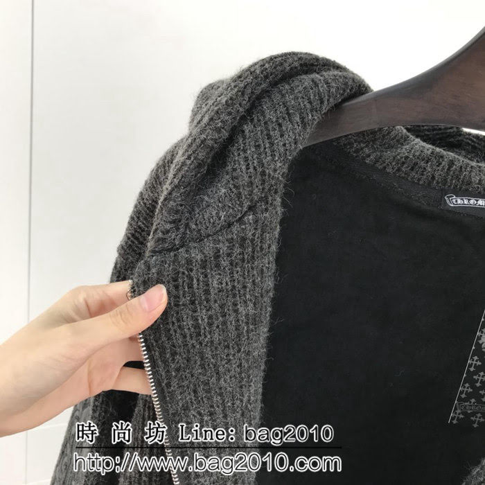 Chrome hearts 克羅心 18ss冬季新款 加厚 OS寬鬆版型 刺繡拼皮大毛衣外套 男女同款 ydi2606